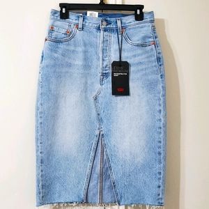 Levi's Premium Deconstructed Jeans Midi Skirt.